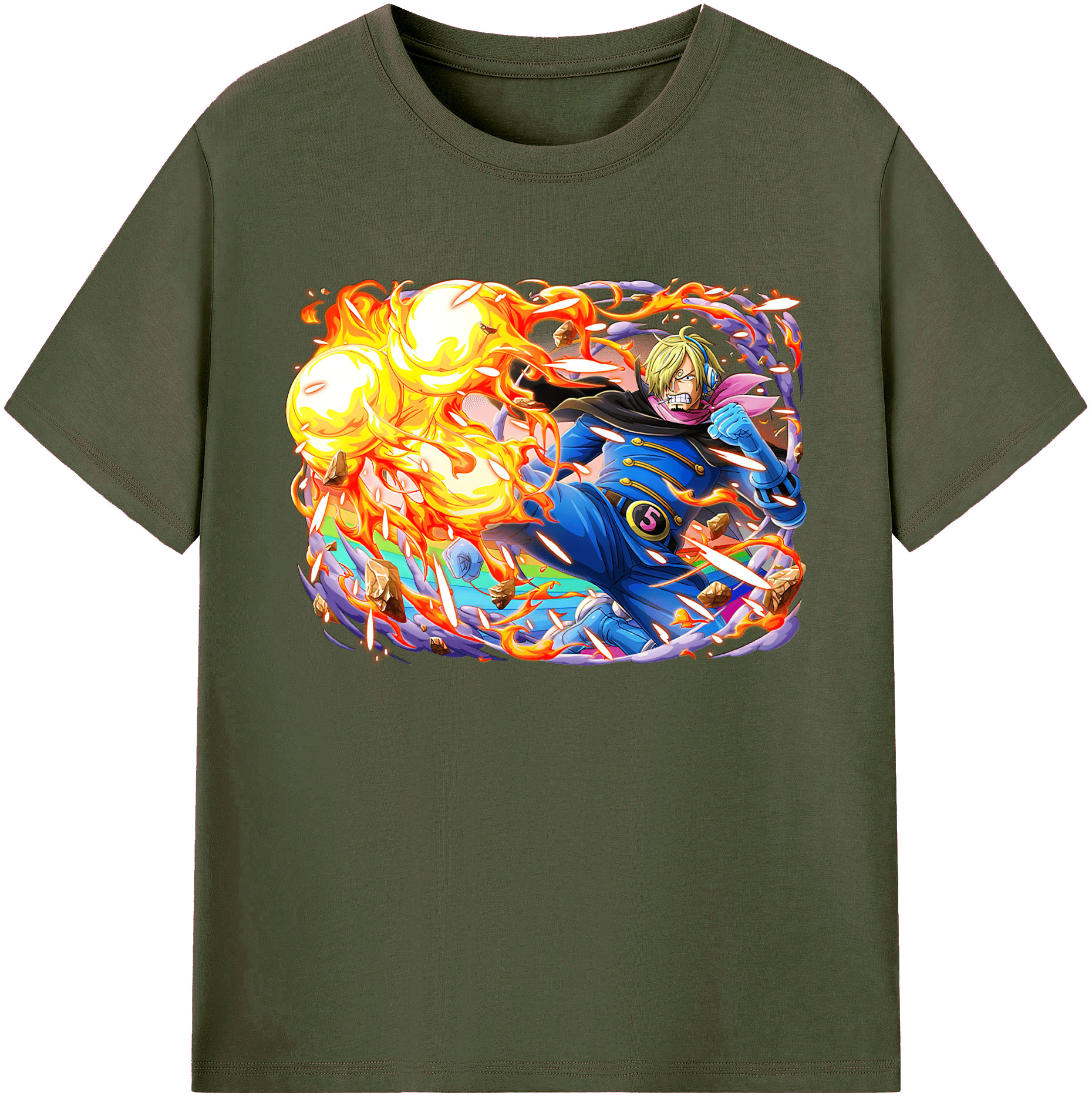（画像用） ワンピース サンジ ONE PIECE Sanji 綿100％ メンズ半袖Tシャツ｜肌触りやわらか＆通気性